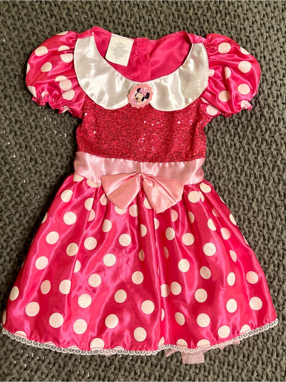 Disney Minnie Mouse Pink Polka Dot Dress - Halloween Costume, Girls Size 4-6x